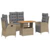 VidaXL Ensemble à Manger de Jardin avec Coussins 4 pcs, Table de Terrasse, Meubles de Patio, Mobilier d'Extérieur, Beige 3277492