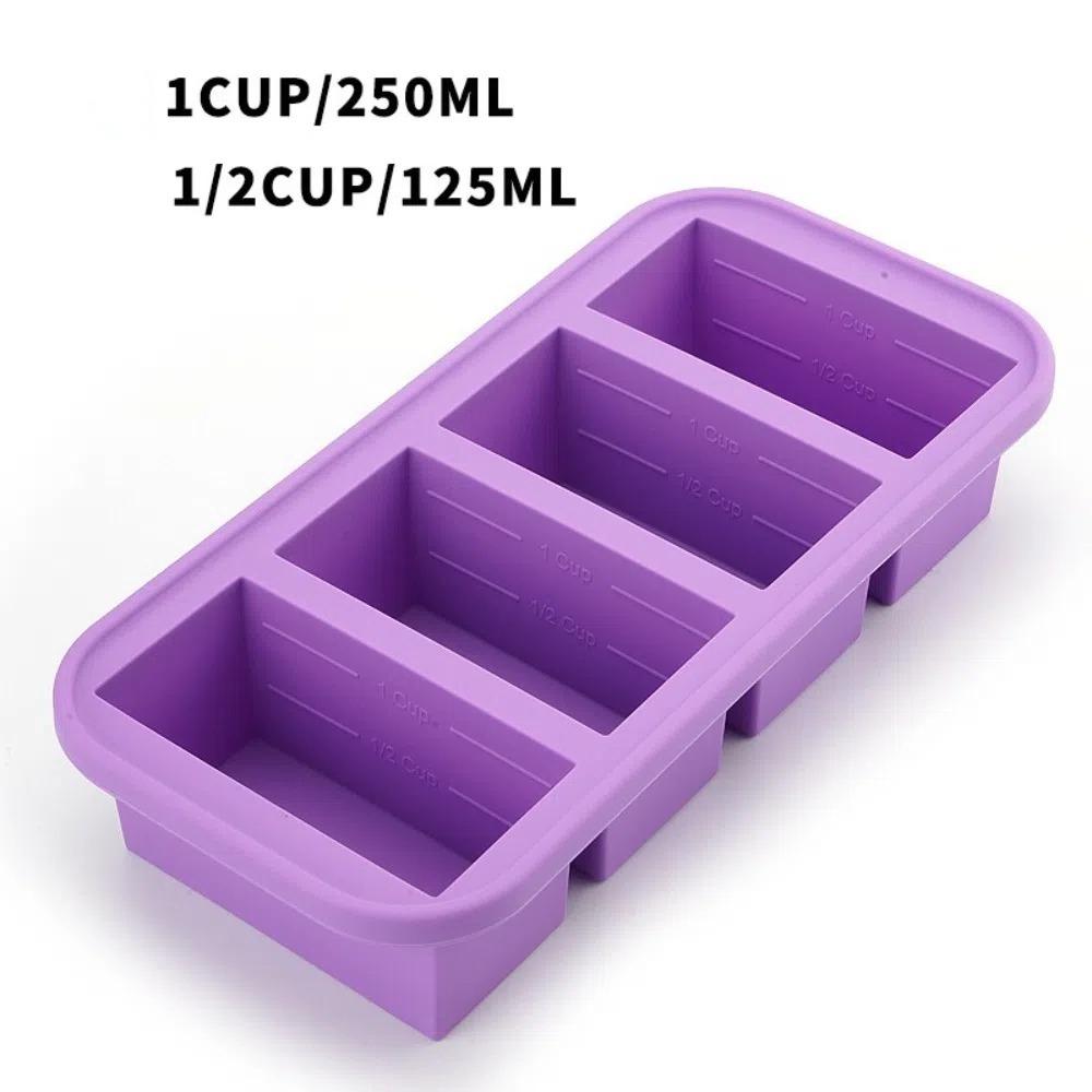 Creative 2/4/6 Grid Silicone Freezer Molds Non-toxic Fresh-keeping Meal Prep Container with Lids Wine Ice Blocks Maker Bar Pub