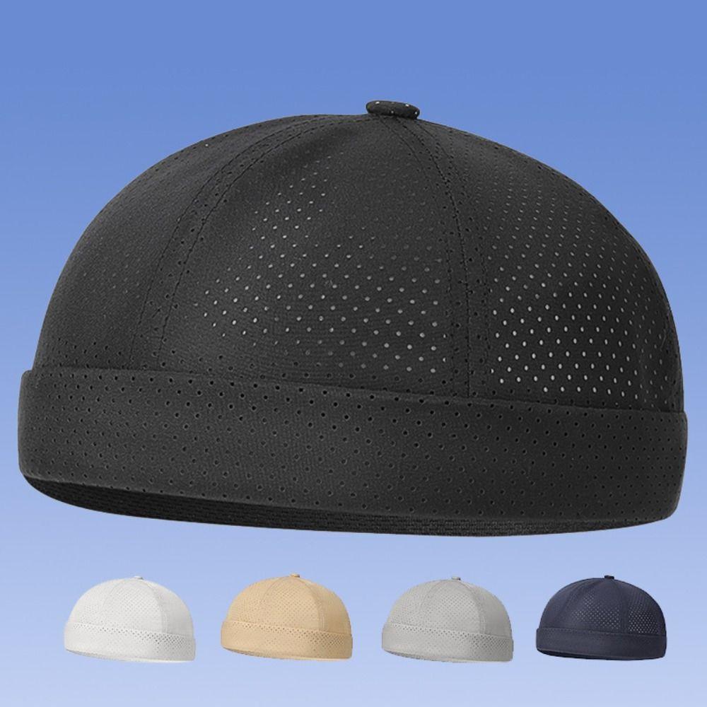Breathable Men's Landlord Hat Brimless Summer Docker Cap Fashion Dome Melon Cap Unisex
