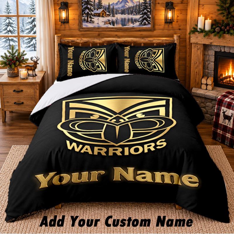 Wigan Warriors Pattern Bedding 3Pcs Set Custom Name, Bed Sheet And Pillowcases For Home Bedroom