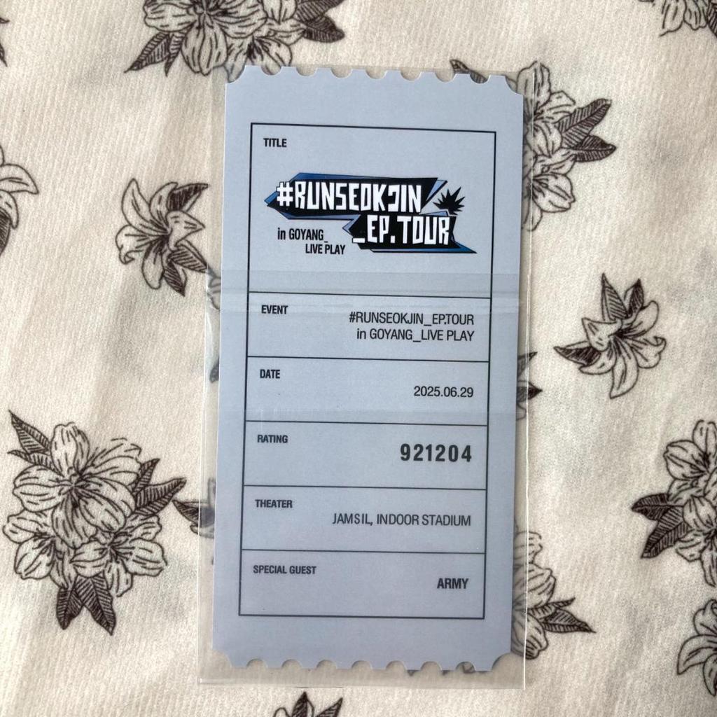 [USED] 6/29RUNSEOKJIN LIVE ARMY JIN training power & proof ticket stub