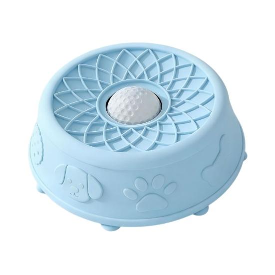 Pet Lick Bowl for Liquid Treat Slow Feeder Dog Bowl with Rolling Ball Silicone Anti-Slip Dog Lick Bowl Pup Licking Toy for Thick Food Dogs Cats