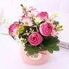Artificial Rose Flower Plant with Pot (Pink, 6.6 Inch) Home Décor Items for Living Room Balcony Kitchen Bedroom Office Table Top Decoration
