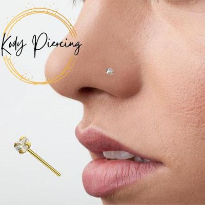 KODY ПИРСИНГ Драгоценный камень для пирсинга 9K, прямой нос с прозрачным кубическим цирконием, 1,5 мм, оправа из циркония - качественный пирсинг
