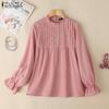 Женская повседневная свободная блузка с длинным рукавом и круглым вырезом