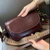 Season Messenger Bag Trendy Cowhide Square Bag Vegetable Tanned Cowhide Shoulder Bag Retro Fashion Bag