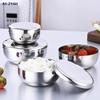 Миска из нержавеющей стали, большая корейская миска для вареного риса с крышкой, однослойная миска для приготовленного на пару риса, детская посуда, защищающая от ожогов и падений