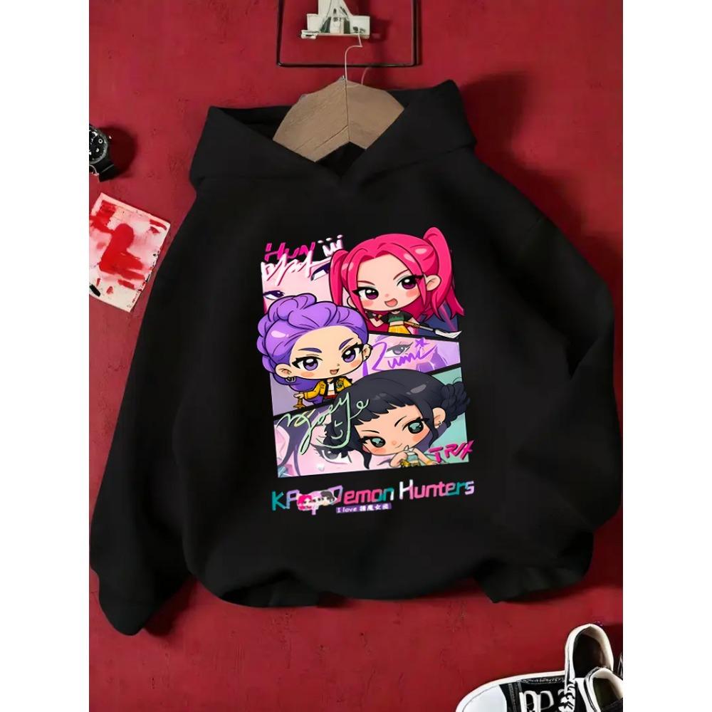 KPop Demon Hunter Rumi Derpy Cartoon Girls Boy Hooded Sweatshirt Warm Children's Wave Fashion Casual Tops Casual Girls Clothing