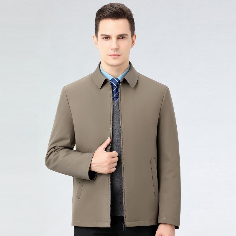 Осенне-зимнее мужское утолщенное теплое пальто, повседневная куртка-пуховик с отложным воротником для папы среднего возраста