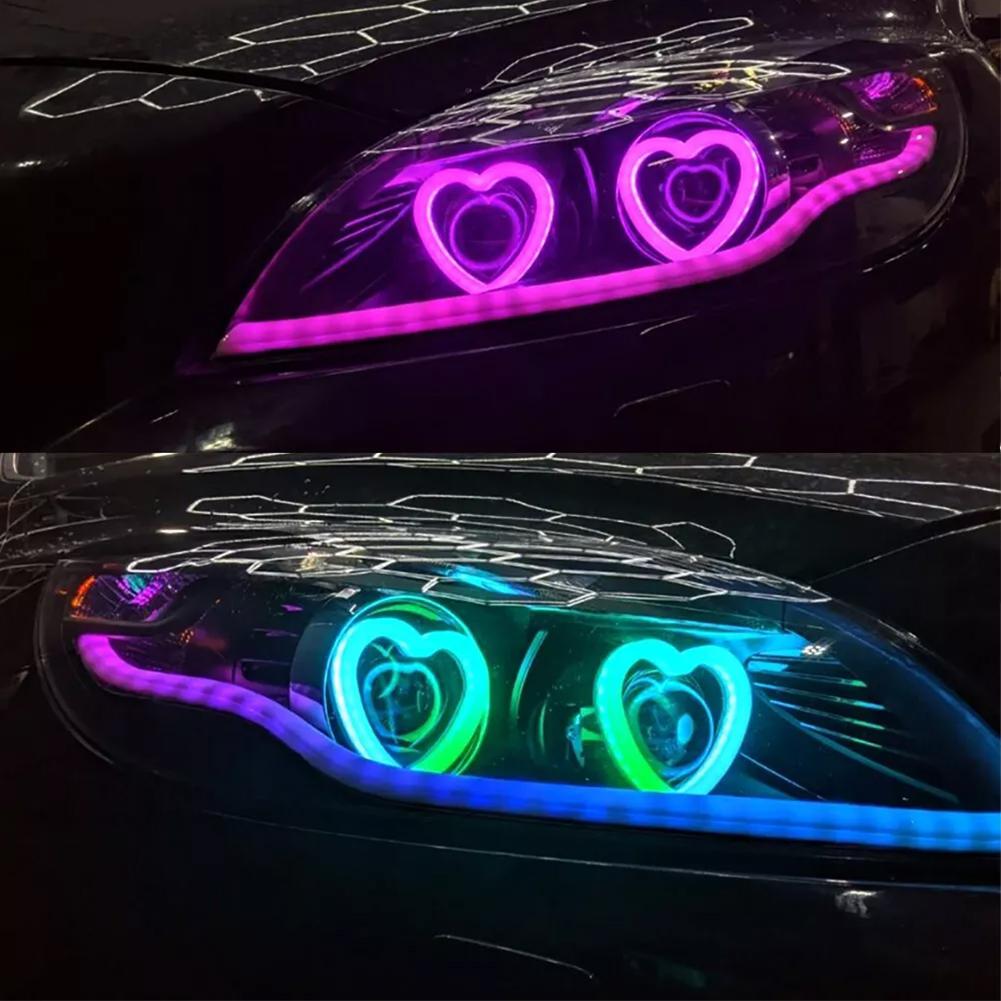 Автомобильные ангельские глазки RGB LED Love Light 12V светодиодные фары DRL для мотоцикла с янтарным ангельским сердечком S M6X8