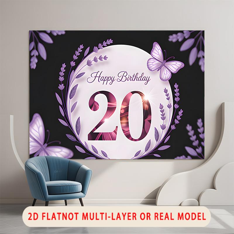 Party Backdrop Birthday Butterfly 20Th Photo Booth Background Wall Decor
