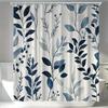 Elegant Blue and White Leaf Pattern Waterproof Shower Curtain – Ideal for Adding a Fresh and Stylish Touch to Your BathroomDec