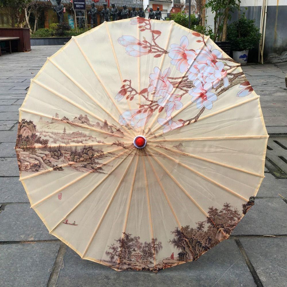 Waterproof Silk Cloth Women Umbrella Rain Proof Costume Parasol Flower Oil Paper Umbrella Party