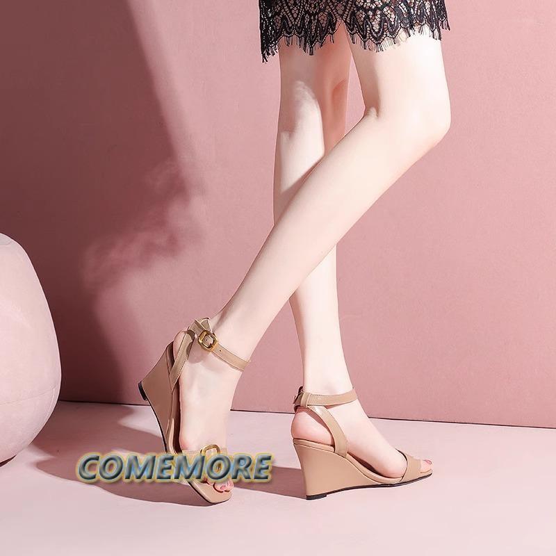 Fashion Summer Shoes Women Sandals Casual Wedges Heel Flip Flops Fashion Bling Ankle Straps Party Wedding Shoes Bridal Ladies White 2024