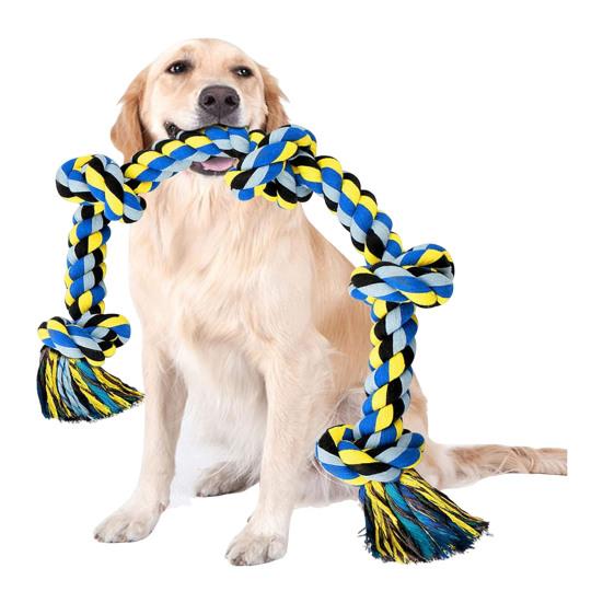 Рождественская веревочная игрушка для собаки 5 узлов Прочная игрушка для перетягивания Веревка Неразрушимая веревочная игрушка для жевания собаки для агрессивных жевателей Собаки крупных пород Чистка зубов Перетягивание каната