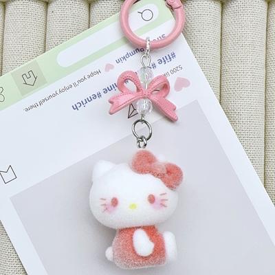 Флоковые брелоки для сумок Брелоки Hello Kitty Подарки Брелок на телефон Аксессуары Праздничные подарки