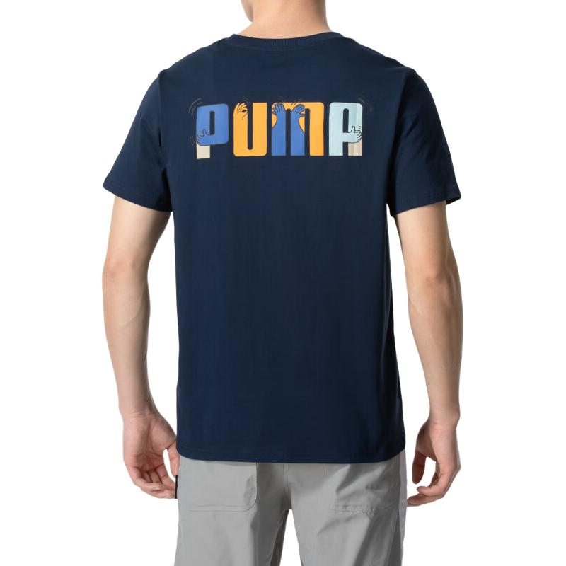 Puma Футболки Мужские Темно-синие С круглым вырезом Умеренный прямой крой 682153-14