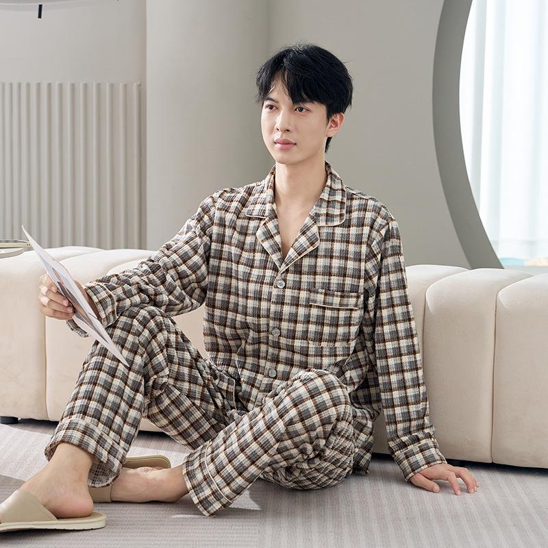 Autumn 2025 Plaid Fleece Couple Pajamas: Long Sleeve & Pants Set