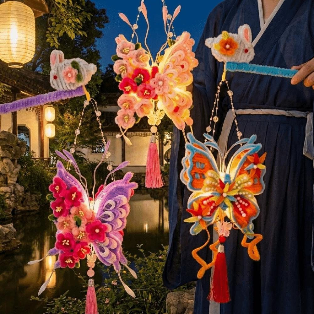 DIY Material Kit Twisted Stick Butterfly Lantern Handmade Butterfly Flower Lantern Hanfu Props