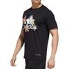 Adidas Футболка с логотипом алфавита из мультфильма и круглым вырезом, с короткими рукавами, мужские топы, черный GL0398
