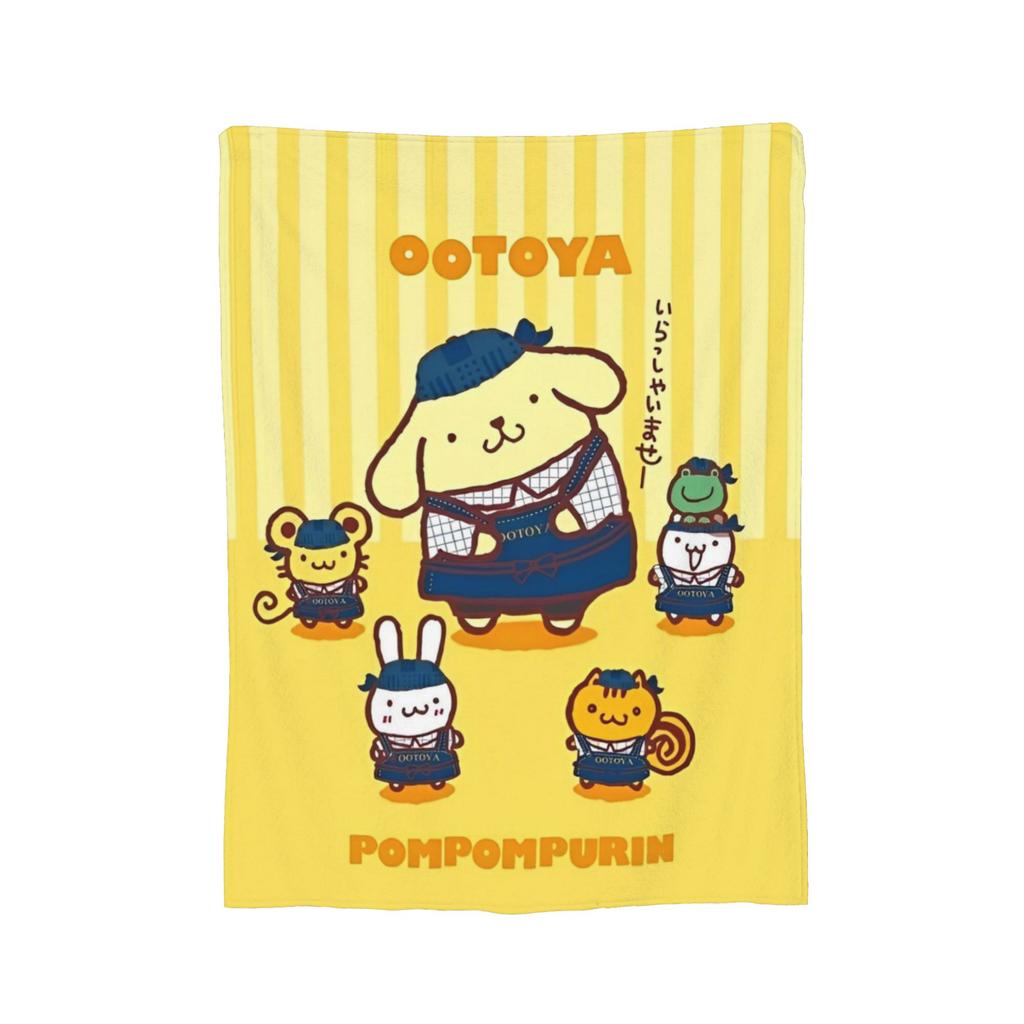 Плюшевое одеяло с помпонами Pom Pom Purin, забавное плед для дома, отеля, дивана, 150*125 см, одеяло