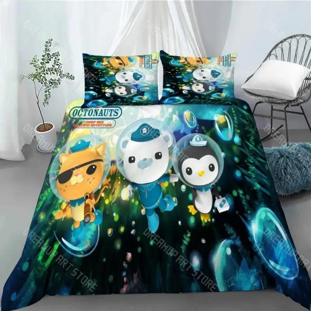 Мультяшный Аниме Октонавты Пододеяльник Наволочка Комплект Постельного Белья Мальчики Девочки Украшение Спальни Детский Подарок Односпальный Двуспальный Размер