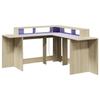 VidaXL Bureau avec lumières LED chêne sonoma bois d'ingénierie, bureau d'ordinateur, bureau d'écriture, meuble de bureau à 3309458