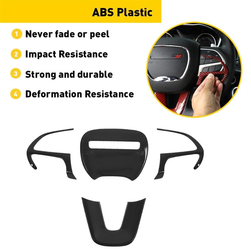 A87Q-Black Steering Wheel Cover Trim for Jeep Dodge Charger Challenger Durango 2015- Car Interior Style