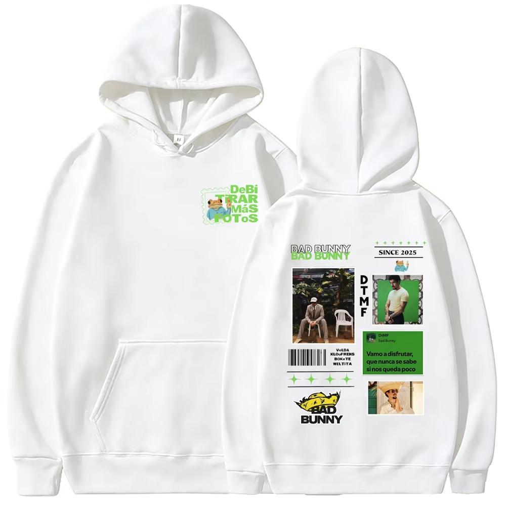 Худи с графикой рэпера Bad Bunny Debi Tirar Mas Fotos DTMF World Tour 2026 Свитшот Мужской Женский Винтажный Свитшот с Принтом
