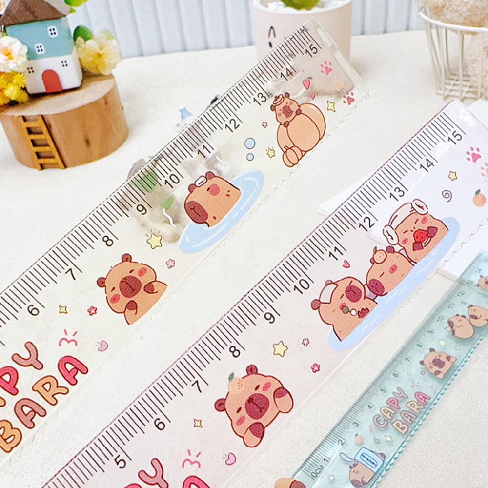 1 Piece Cute Capybara Straight Ruler Kawaii Stationery Funny Drawing Office School Measuring Drawing