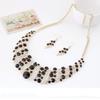 Women Rhinestone Spiral Bib Necklace Hook Earrings Statement Party Jewelry Set