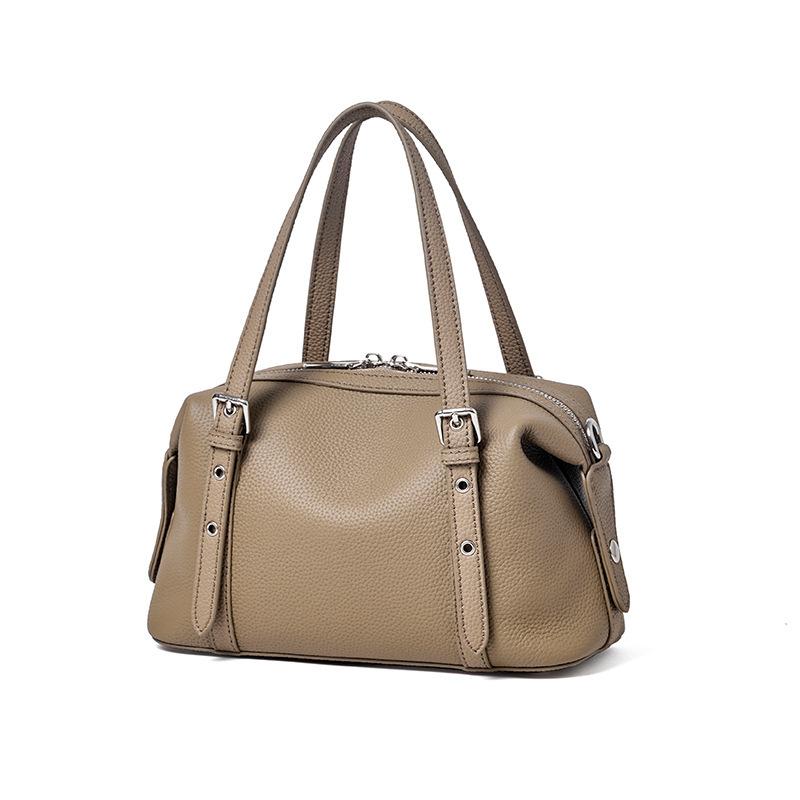 First Layer Cowhide Women'S Bag Commuting High-End Sense Large-Capacity Leather Boston Shoulder Messenger Handbag