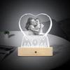 Индивидуальная 3D-кристаллическая фотография, персонализированная 3D-кристаллическая ночная фоторамка в форме сердца, лучший подарок для влюбленных пар, женщин, мужчин, свадьбы (MOM)