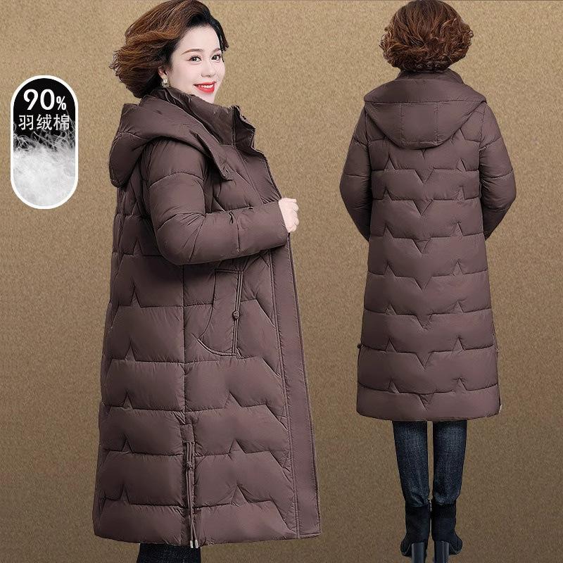 Зимняя куртка для женщин среднего и пожилого возраста 2024 года, длинная одежда для молодых мам, зимнее пальто для женщин среднего возраста