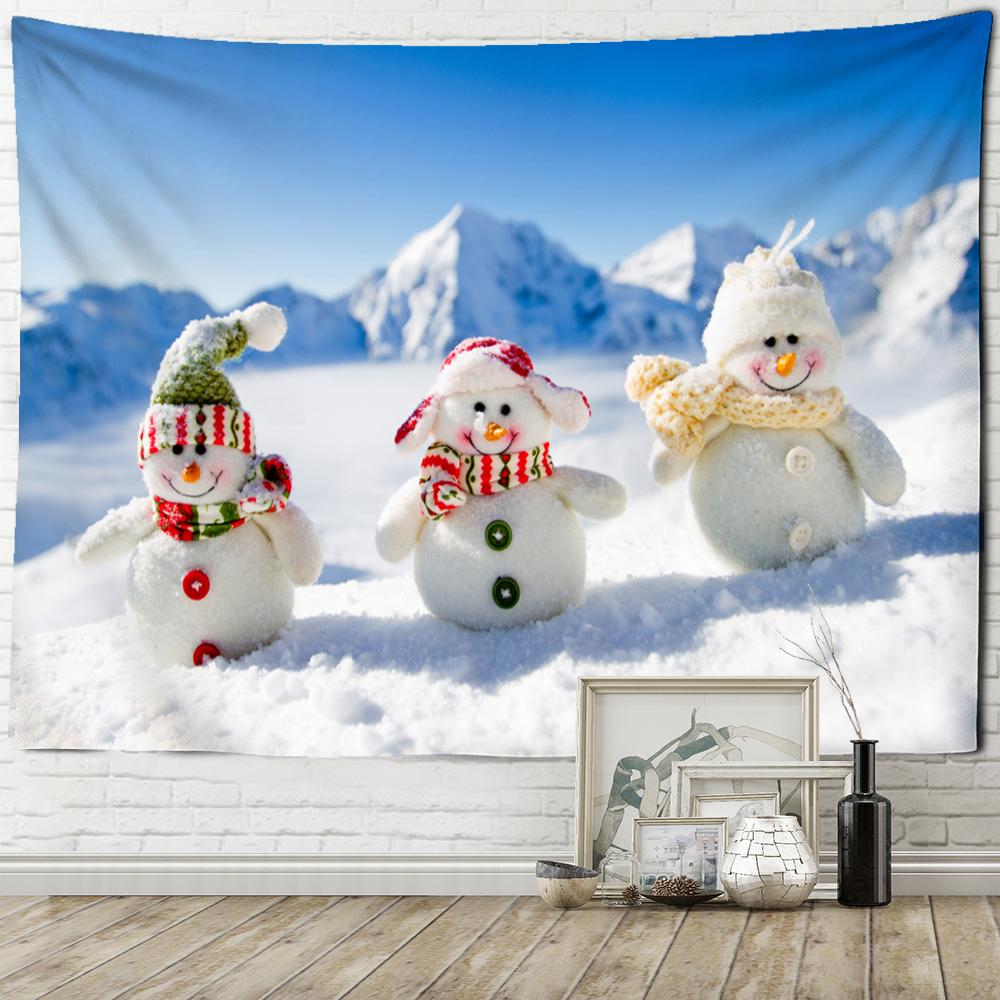 Рождественский гобелен со снеговиком, настенный подвесной домашний общежитие, гостиная, украшение на стену, фон, тканевый гобелен
