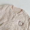 Autumn & Winter Baby Romper: Cute Bear Design with Hood, Double-Sided Velvet, Warm & Cozy for Crawling.