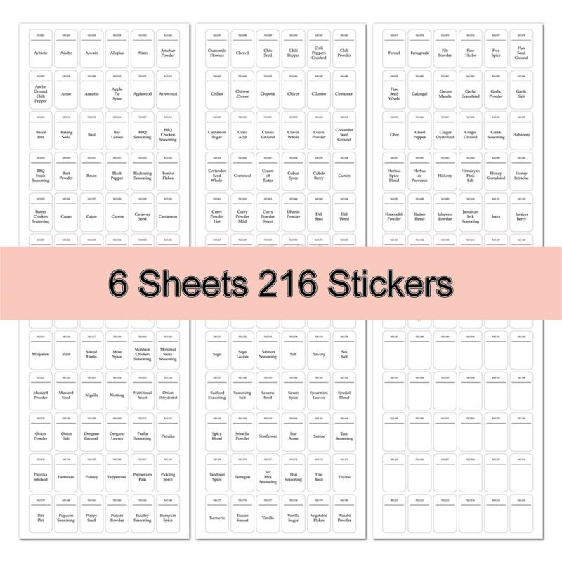 216 шт. самоклеящихся этикеток, водонепроницаемых, маслостойких, предварительно напечатанных, наклеек в минималистичном стиле для кухни