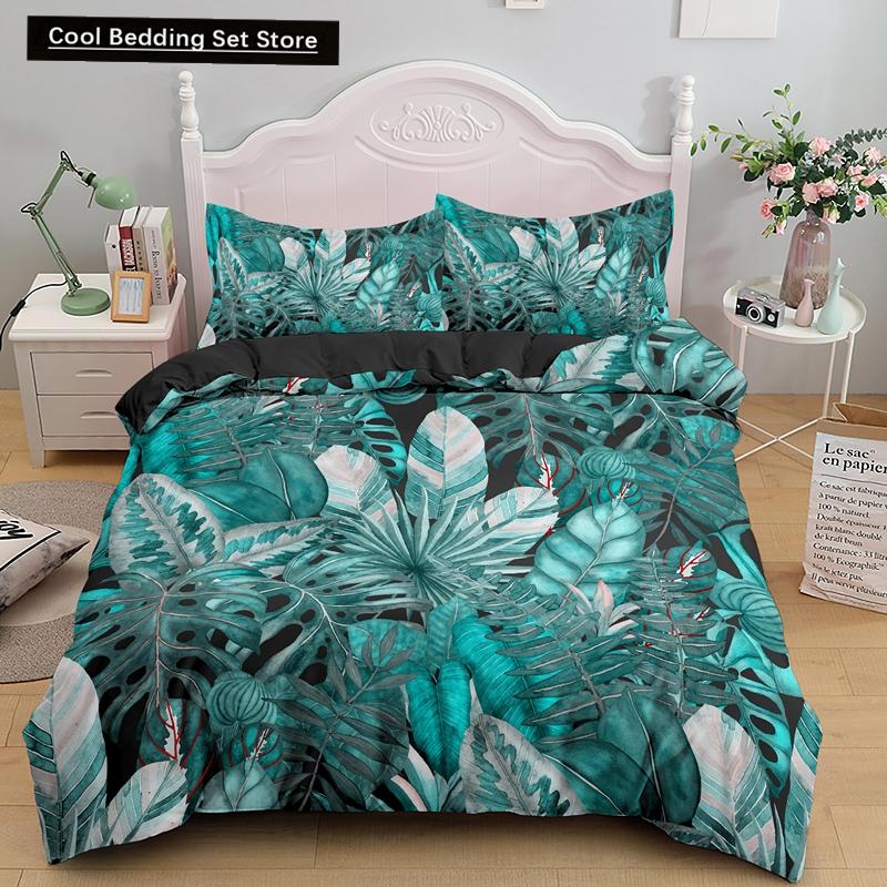Комплект постельного белья «Природа» с изображением тропических зеленых листьев, джунглей и растений, пододеяльник с 3D-ботаническим рисунком из полиэстера