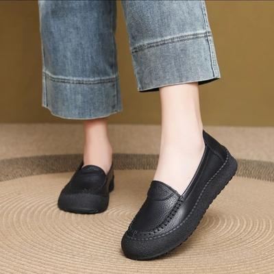 Весна и лето новая повседневная мягкая подошва мягкая поверхность сумка голова обувь женская одинарная обувь нескользящая широкая голова не устают ноги средний и пожилой возраст