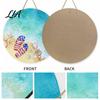Flip Flop Welcome Sign Round Wooden Door Hanger, Watercolor Beach Sign, Hello Sunshine Indoor Outdoor Wall Hanger Please Plaque for Summer Porch Decor