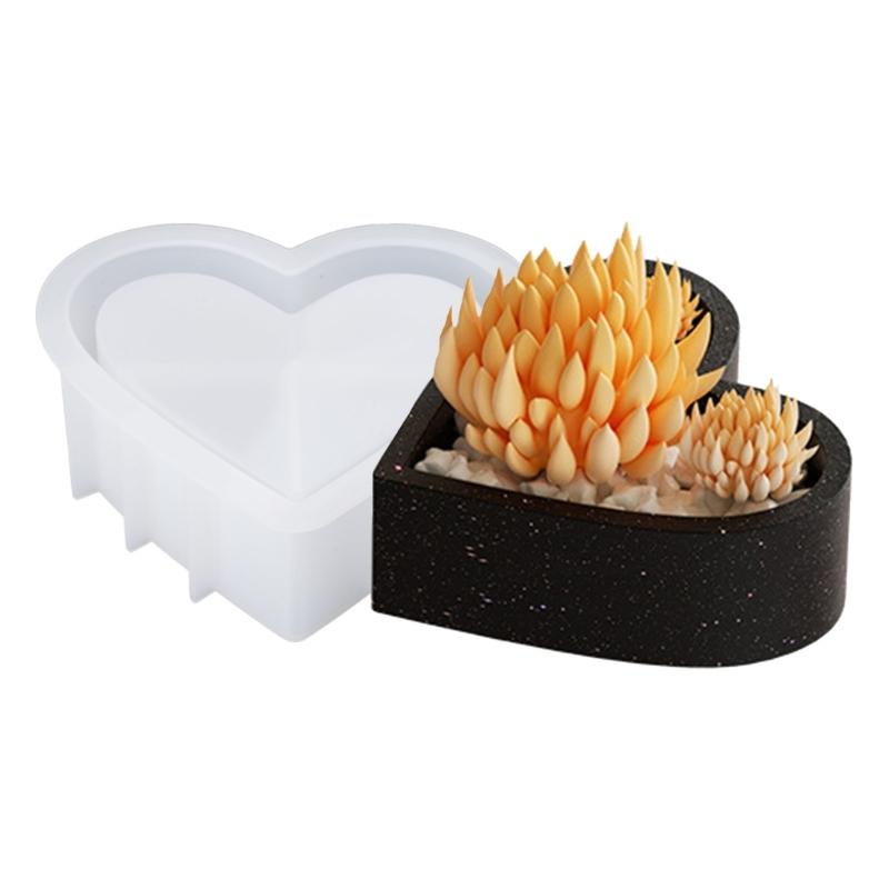 Creative Heart Shaped Silicone Mold Candle Cups and Planter Making Mould Epoxy Resin Candle Holder Decoration Mould