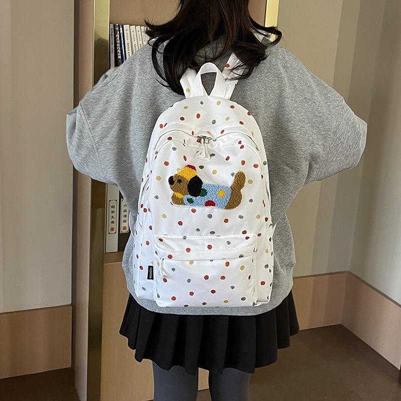 Polka Dot Puppy Backpack 2025 New Korean Version of Fashionable and Cute Girls' Printed Versatile Large-capacity Student Schoolbag