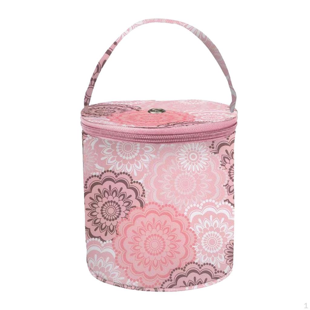 Yarn Bag for Crocheting Knitting Floral Printed Zipper Closure Storage Organizer