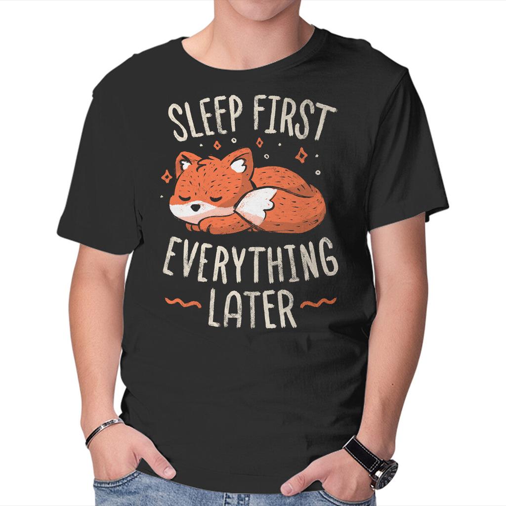 Unisex Crew Neck T-Shirt Sleep First Everything Later Graphic Short Sleeve Casual Tee