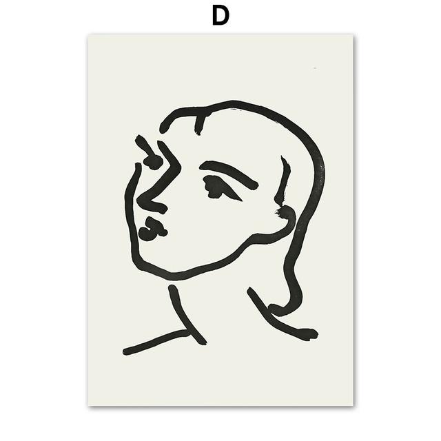 Матисс геометрический лист абстрактная линия лицо настенная живопись холст картины плакаты на скандинавскую тему и принты настенные панно для декора гостиной