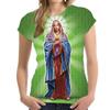 Летний топ с круглым вырезом и 3D-принтом Девы Марии, модная повседневная женская футболка с коротким рукавом