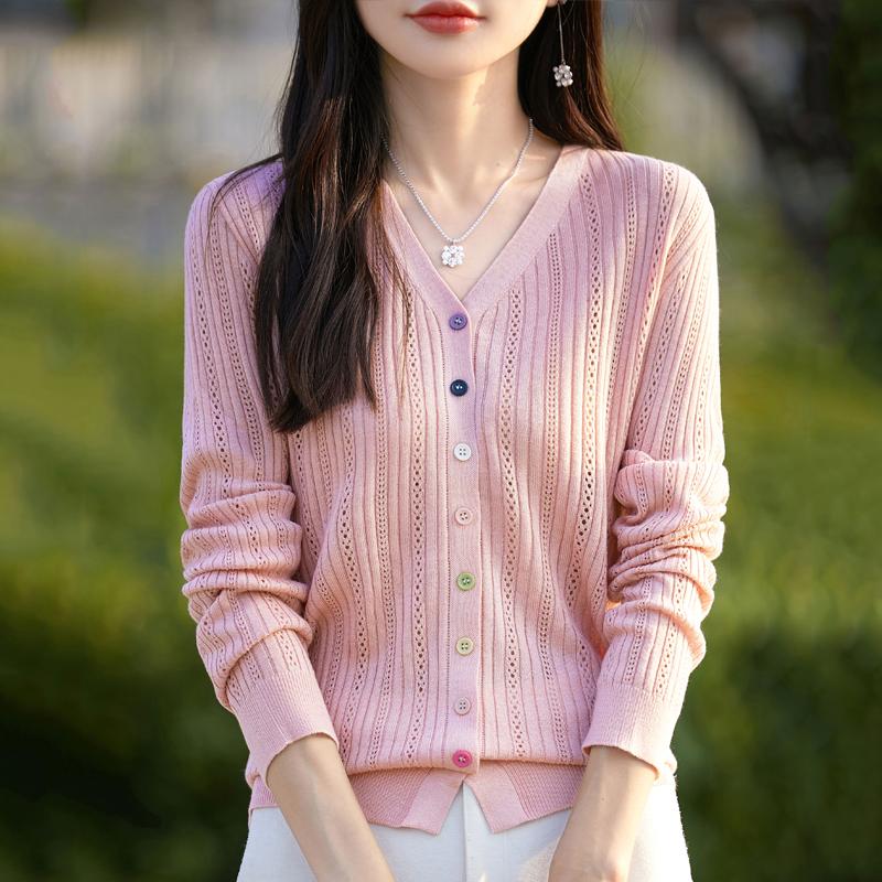 Женский кашемировый кардиган Qinghe Cashmere 50% Шерсть 50% Шелк Женский осенне-зимний кашемировый кардиган Мягкий и теплый