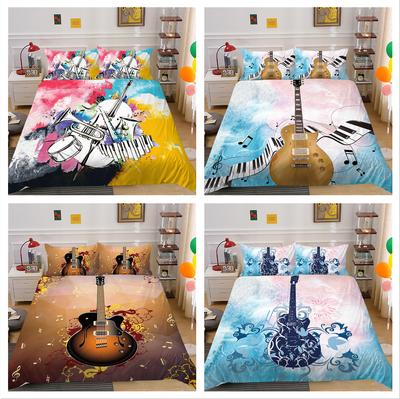 3D постельное белье с музыкальными инструментами, пуховое одеяло, наволочка, 2 или 3 виолончели или гитары, ткань из микрофибры с принтом, односпальная кровать, двуспальная кровать, супер мягкое постельное белье