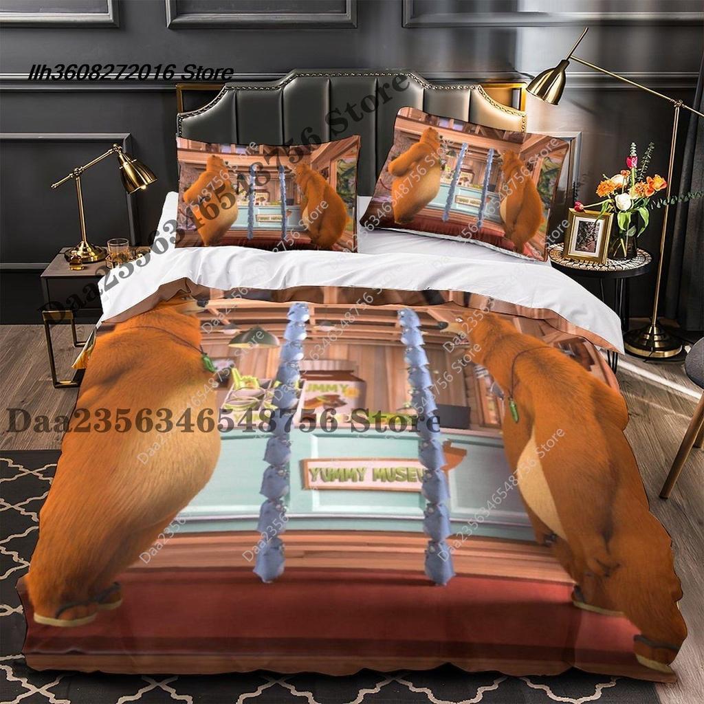 New Grizzy And The Lemmings Bedding Set Single Twin Full Three-Piece Suit Bed Set Aldult Kid Bedroom Duvetcover Sets 3D Ani