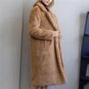 Fashion Casual Women's Sheep Shearing Stitching Coat Women's Mid-length Wool Coat